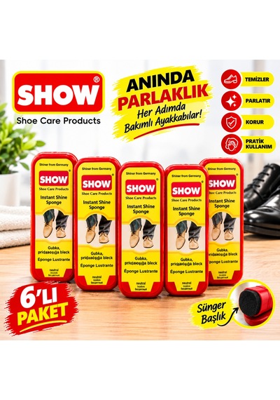 6'lı Show Yağlı Torpido - Ayakkabı Parlatıcı Sünger