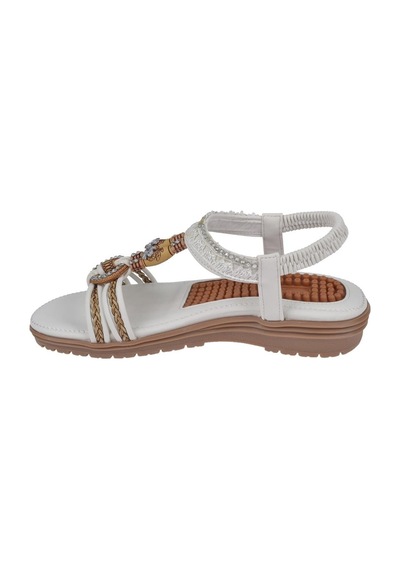 Guja Taş Detaylı Comfort Kadın Sandalet Gj-24y120-4 Beyaz-beyaz Beyaz