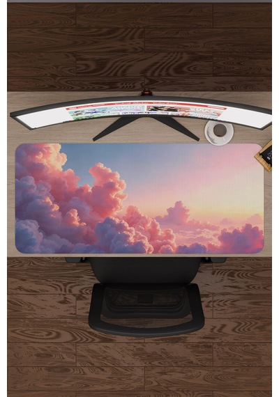 Bulutlar Kaymaz Dikişli Kauçuk Oyuncu Mousepad V4 - 90x40 Xxl Gaming Mouse Pad Fare Altlığı