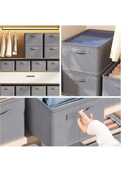 Orret Home 24x41x20 Cm Bez Kutu Pantolon Organizeri Dolap İçi Düzenleyici, Çamaşır Organizer, Gardırop İçi Pantolon Saklama Kutusu, Katlanabilir Dolap Organizer Sepeti