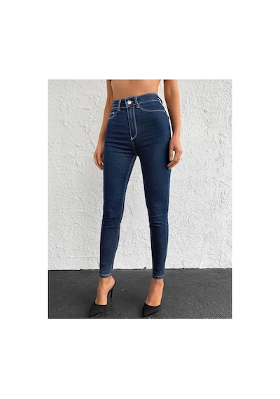Kene Jeans Rahat Kalıp Lacivert Dar Paça Cepsiz Skinny Fit Jeans Lacivert