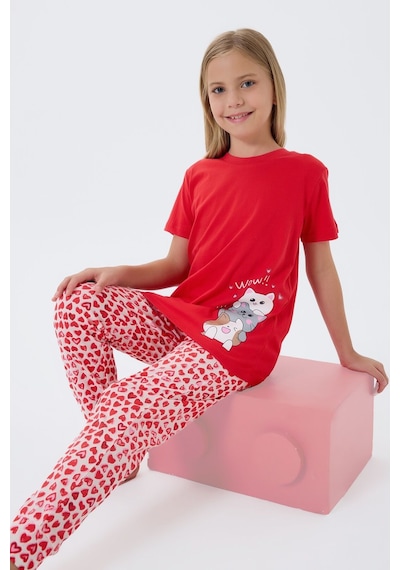 Arnetta Kız Çocuk Kırmızı Pijama Takım Kırmızı