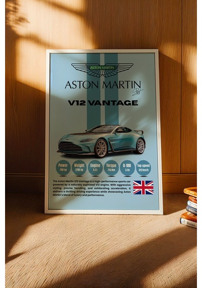 Aston Martin V12 Vantage Araba Tablosu - Teknik Özellikli Otomobil Posteri - Çerçeveli Duvar Dekoru Beyaz Aston Martin V12 Vantage Araba Tablosu - Teknik Özellikli Otomobil Posteri - Çerçeveli Duvar Dekoru Beyaz