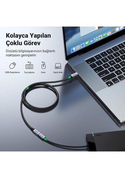 Gen2 100 W Thunderbolt 3 Type-c To Type-c Örgülü Uzatma Kablosu 50 Cm Standart