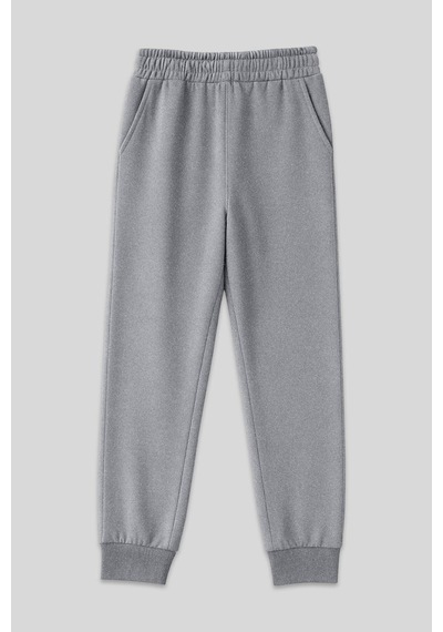 Tommy Life Gri Melanj Yüksek Bel Jogger Rahat Form Manşetli Kadın Eşofman Alt - 94561 GRİ MELANJ