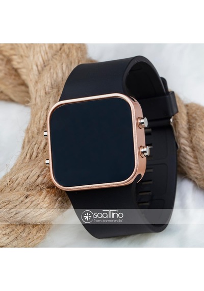 Unisex Rose Renk Siyah Silikon Kordon Dijital Led Kadın Kol Saat St-303697 Rose Gold
