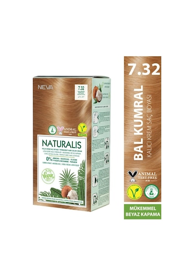 Nevacolor Naturalis Vegan Amonyaksız Bal Kumral 7.32 Kalıcı Krem Saç Boyası Seti