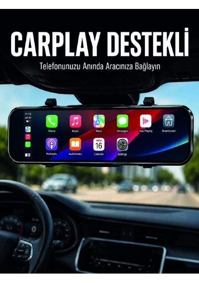 Ayna Carplay Araç İçi 9.66 İnç Ips Ekran Geri Görüş Kamerası Destekli