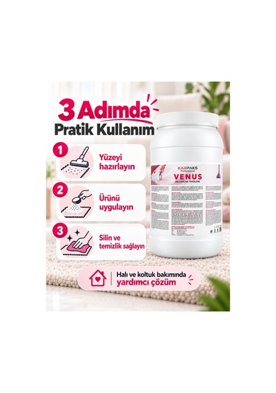 Professional Venus Halı Koltuk Temizleme Deterjanı 3 Kg Konsantre Profesyonel Leke Çıkarıcı Tekli