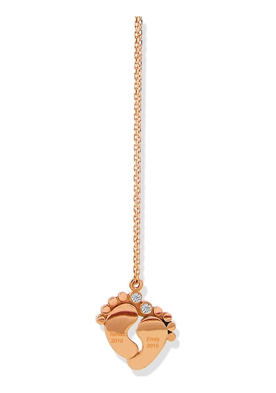 Kuyumcudukkani Gümüş Uzun Zincirli Bebek Ayakları Kolye-37164-r-w Rose Gold