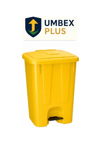 Plastik Pedallı Çöp Konteyneri 85 Litre Çöp Kovası - Isıya Dayanıklı Malzeme - Sarı