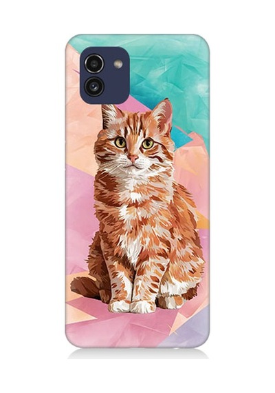 Samsung Galaxy A03 Uyumlu Renkli Kedi Desenli Silikon Kılıf