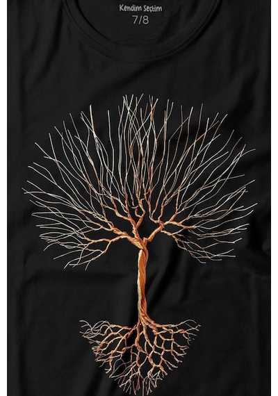 Kendim Seçtim Nature Hayat Ağacı Kuru Ağaç Kökü Baskılı Tişört Çocuk T-shirt 001