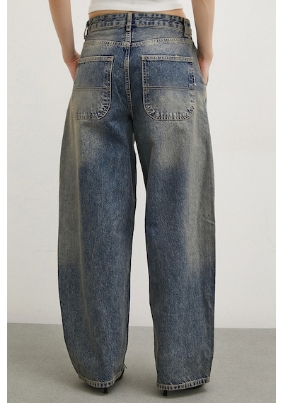 Yüksek Bel Baggy Jean Lacivert Lacivert