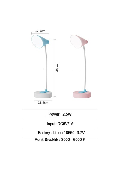 Akrobatik Şarjlı Dokunmatik 20 Led Masa Lambası 3 Renk Işık Modlu Flexible Çalışma Ve Okuma Lambası Wb-1950 Çok Renkli