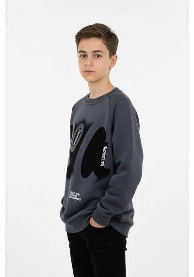 Baskılı Erkek Çocuk Sweatshirt-90877 İndigo