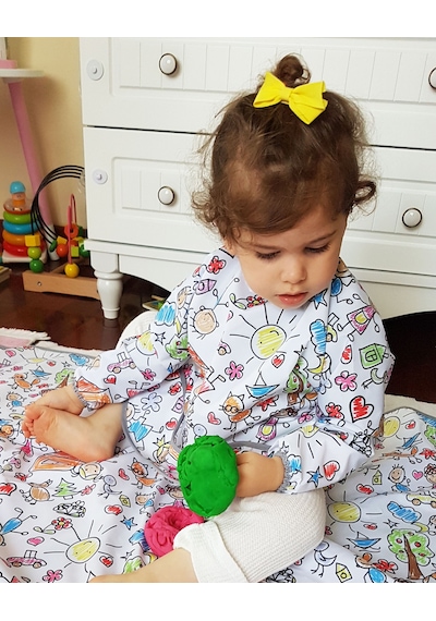 Yorni 2-5yaş, Family, Sıvı Geçirmez, Cepli,uzun Kollu,bebek Mama Önlüğü Çok Renkli