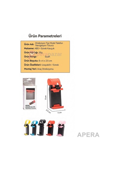 Araç Direksiyon Telefon Tutucu Esnek Kauçuk Sabitlemeli Maksimum 8cm Genişliğe Uygun Navigasyon Standı Cr90 2 Mixed