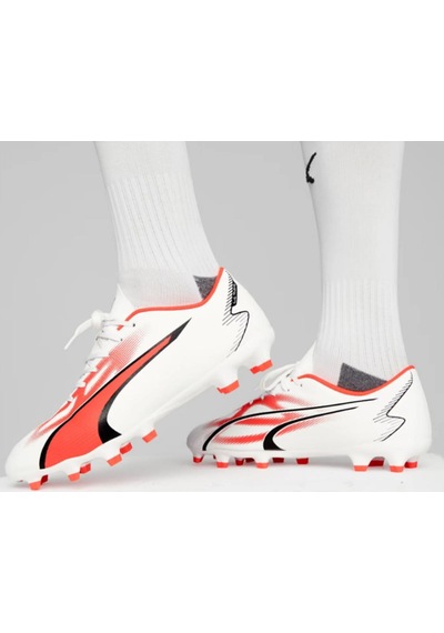 Puma Ultra Play Fg/ag Erkek Krampon 10742301 Profesyonel Futbol Ayakkabısı Beyaz - Kırmızı