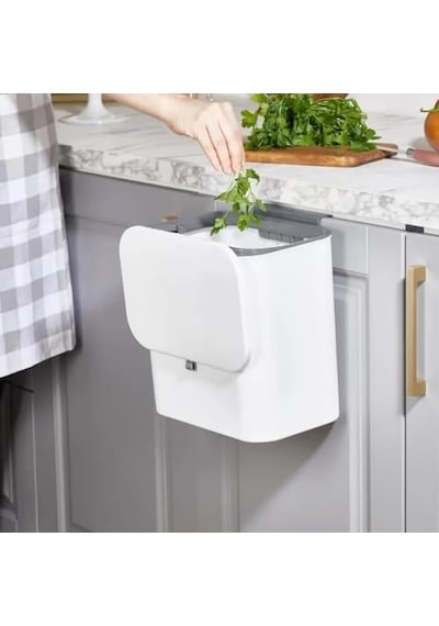 Dolap Kapağına Asılabilir 15 Litre Çöp Kovası, Duvara Yapıştırılabilir Çift Tarafa Açılabilir Mutfak Çöp Çok Renkli