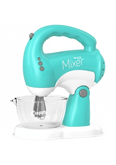 Sesli Işıklı Pilli 360 Derece Dönen Full Fonksiyon Mikser- Pilli Mixer Oyuncak Mikser Hamur Makinesi Mavi