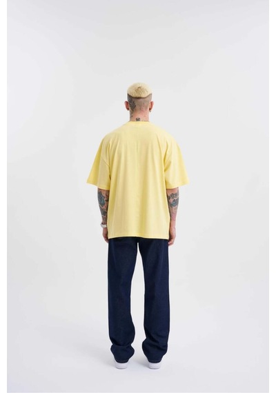 Sarı Basic Pamuklu Oversize Tshirt Sarı