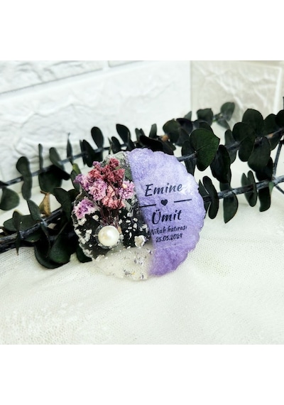 Söz Nişan Nikah Şekeri Hediyelik Magnet Mor Epoksi Magne 30 Adet