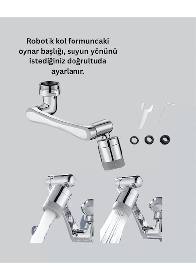 Esnek 1080 Musluk Başlığı 3 Eklemli Hareketli Su Modlu Lavabo Atı Çok Renkli