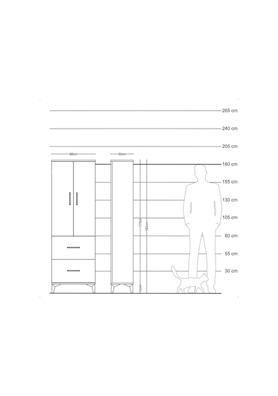 Arges Dolap 3 Raflı 2 Çekmeceli 2 Kapaklı 88x30x182 Aytaşı-an... Aytaşı