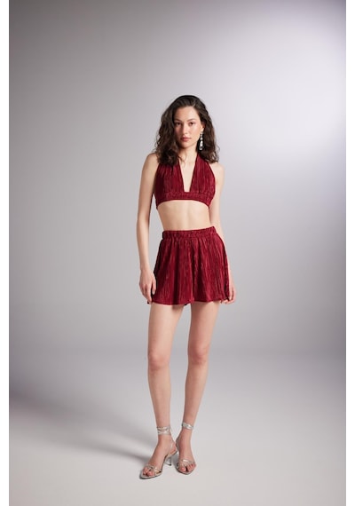 Holly Lolly Beli Lastikli Mini Comfy Şort Bordo