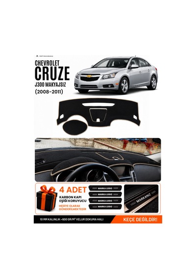 Chevrolet Cruze J300 Makyajsız 2008-2011 Uyumlu Torpido Örtüsü, Torpido Kılıfı - Siyah-bej - Ch006