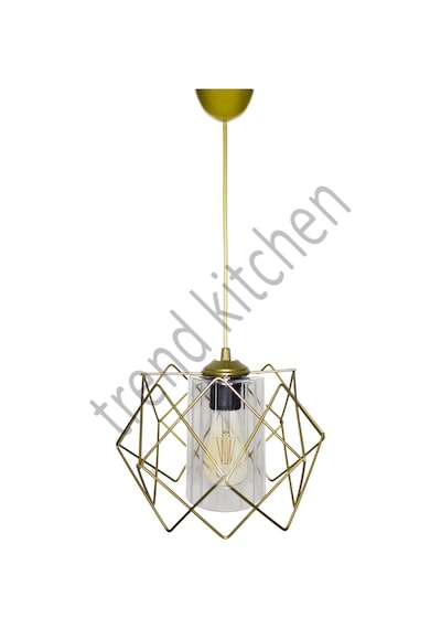 Trend Kitchen Gold Tasarım Şeffaf Mika Camlı Avize Gold