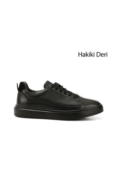 Gönderi(R) Gönderi R Erkek Siyah Bağcıklı Kauçuk Taban Hakiki Deri Sneaker Ddma83531640 Siyah