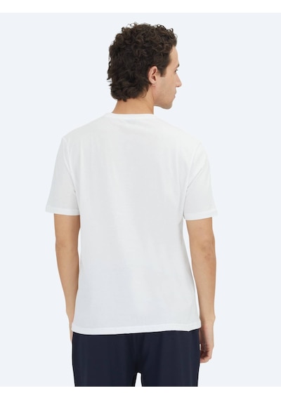 Kip Unisex Beyaz Düz Bisiklet Yaka %100 Pamuk T-shirt Beyaz