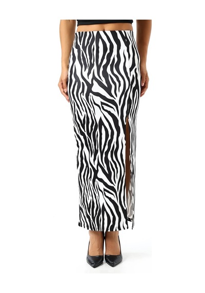 Gugus Kadın Derin Yırtmaçlı Dijital Baskılı Etek Maxi Boy 92 Cm Kalın Zebra