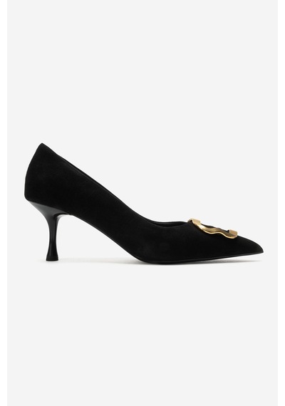 Luvi Shoes Noemı Siyah Süet Hakiki Deri Tokalı Kadın Topuklu Ayakkabı