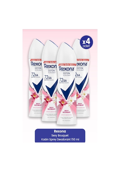 Rexona Sexy Bouquet 72 Saat Kadın Sprey Deodorant 4 x 150 ML