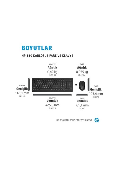 Hp 330 Kablosuz Klavye Mouse Seti Siyah 2v9e6aa Diğer