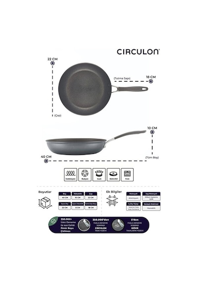 Circulon 22 Cm+26 Cm Kızartma Tavası 2'li Set Siyah