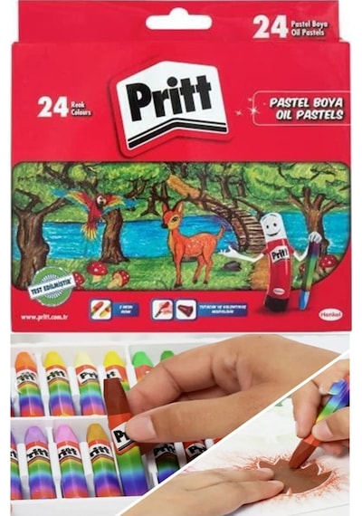 Pastel Boya 24 Renk 1 Paket Pritt Pastel Boya 24 Lü Karton Kutulu Parlak Canlı Ve Örtücü Renkler Çok Renkli