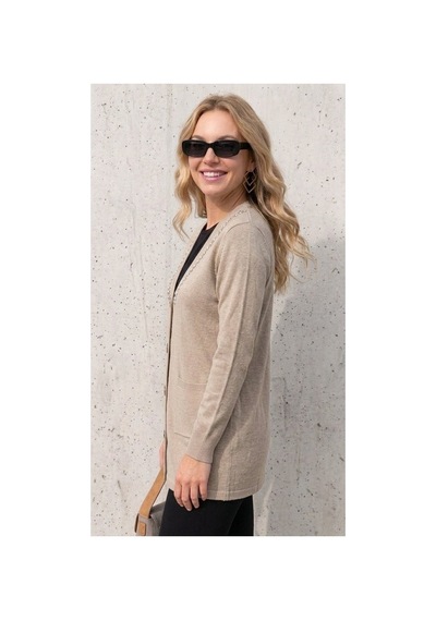Onno Style Women Yakası Taşlı Çelik Örgü Triko Kadın Ceket Taş