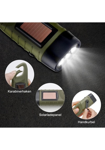 Petrix 34645 Güneş Enerjili El Kranklı Acil Durum Led Taşınabilir El Feneri Yeşil