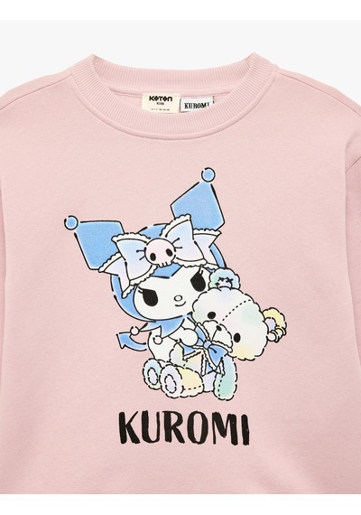 Koton Kuromi Baskılı Uzun Kollu Bisiklet Yaka Şardonlu Lisanslı Sweatshirt Lila 7wkg10529ak