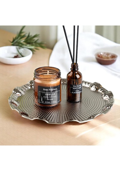 Osmanlı Motifli Yuvarlak Metal Servis Tepsisi 2 Kişilik Sunum Tepsisi, 25 Cm, 260 G, Gold Ve Gümüş Renk Seçeneği Gümüş Grisi