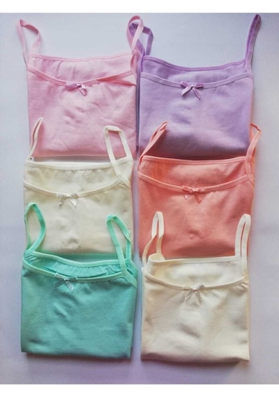 Kota Kız Çocuk Paket Ince Askılı Atlet 6'lı Ekru-lila-somon-mint-pembe