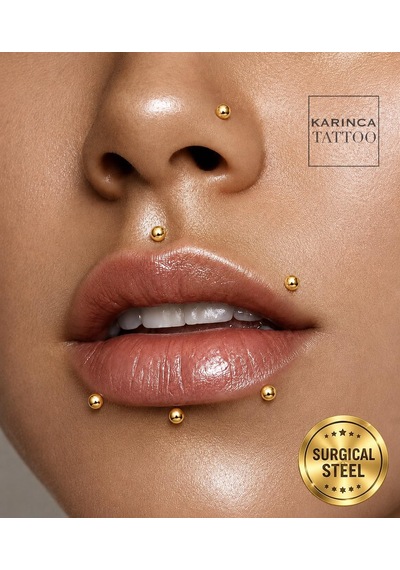 Labret Piercing Stud Cerrahi Çelik Tragus Conch Helix Dudak çok renkli