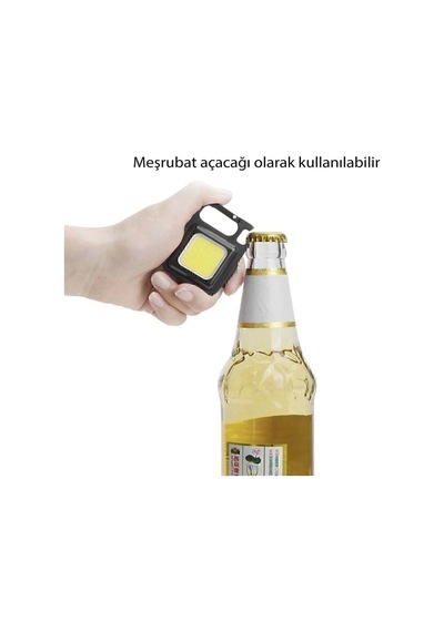 Mini Led Anahtarlık El Feneri Flash Mıknatıslı Su Geçirmez Şişe Açaçaklı Siyah