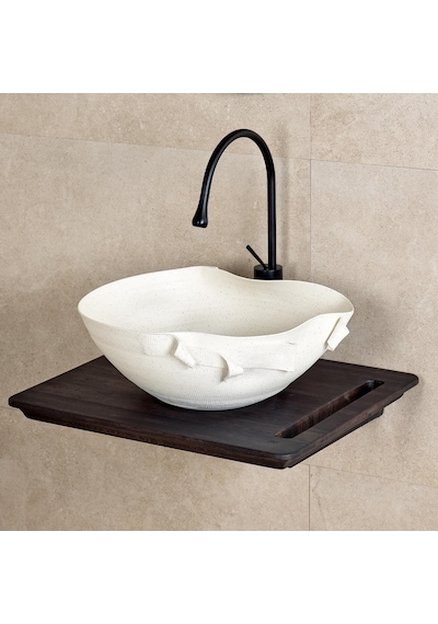 Lena EY-9102 Tezgah Üstü Lavabo Mat Beyaz
