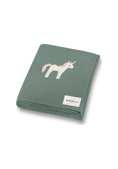 Kız Ve Erkek Bebek Için Triko Örgü Bebek Battaniyesi 90cm X110cm Unicorn Yeşil Yesil3 Yesil3