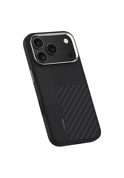 Apple Uyumlu iPhone 17 Pro Max Kılıf M-safe Şarjlı Karbon Fiber Benks Montage Hybrid Armorpro Kevlar Kapak Siyah